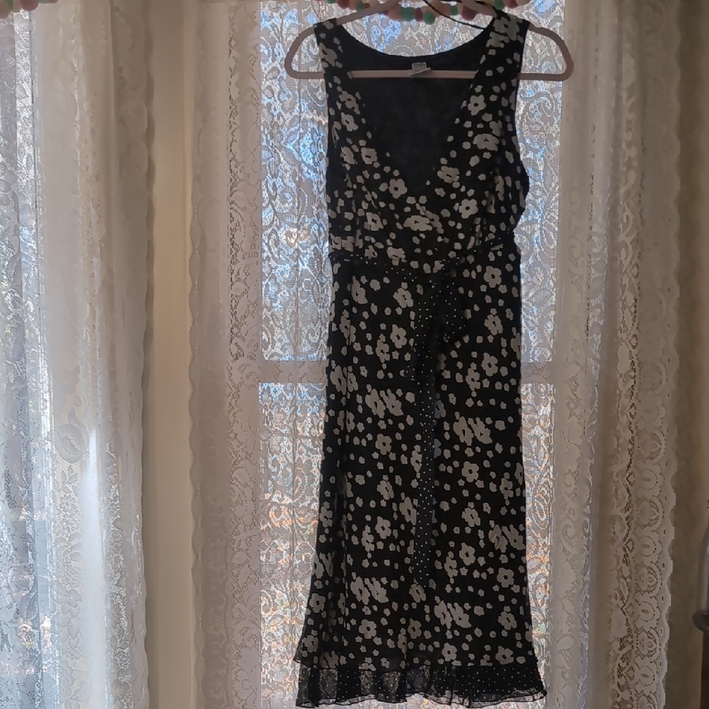 Floral Black and White Dress